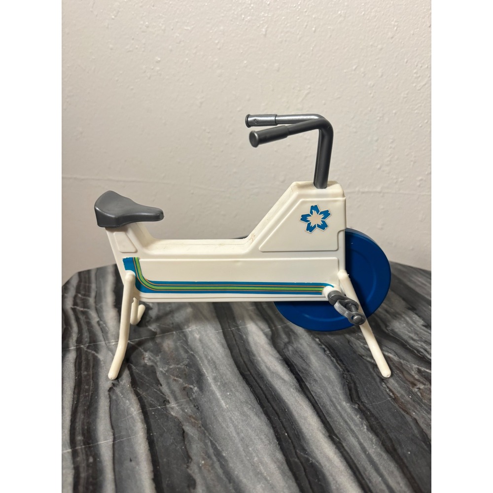 Vintage‎ 1987 Meritus Industries Doll Exercise Bike White Blue Retro Accessory